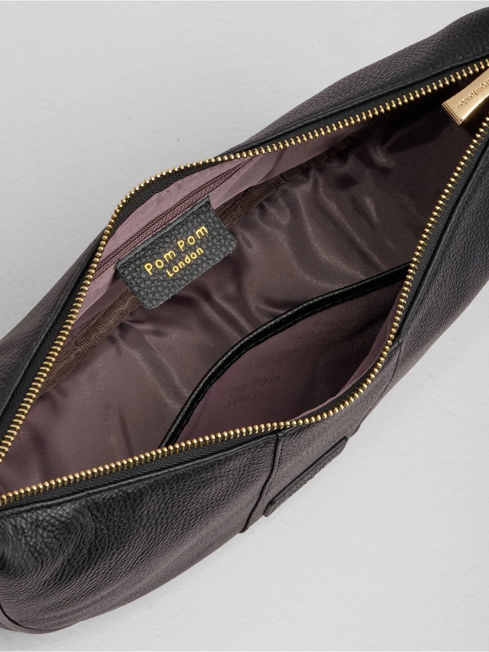 Pom Pom London Black Pebbled Leather “Sutton” Shoulder Bag - Picture 7 of 8